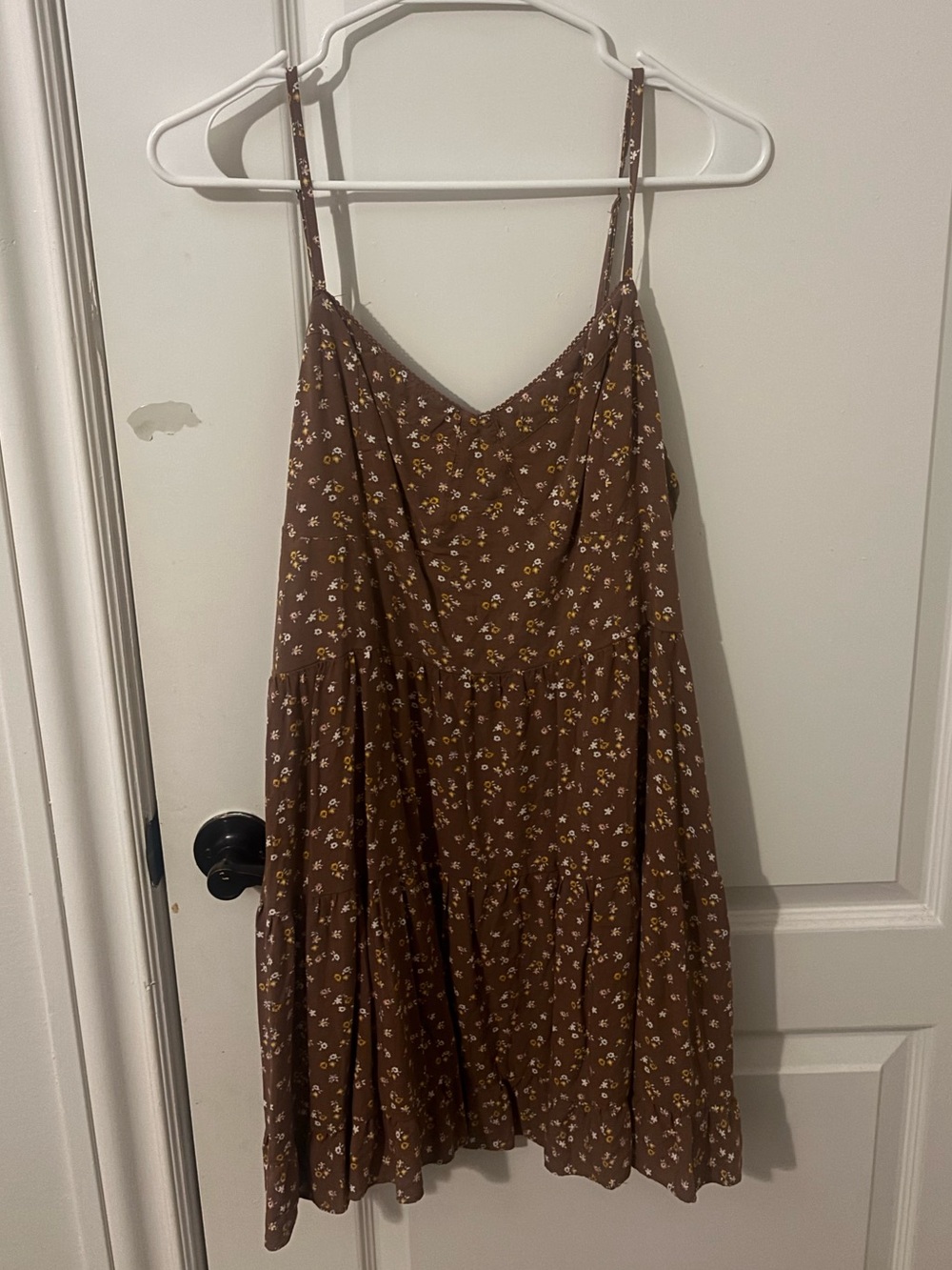 Aeropostale Brown Floral Spaghetti-Strap Mini Dress